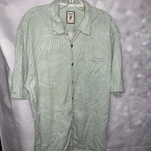 Jamaica Jaxx Hawaiian Shirt 100% Silk Seafoam Green w Tropical Textures Adult XL